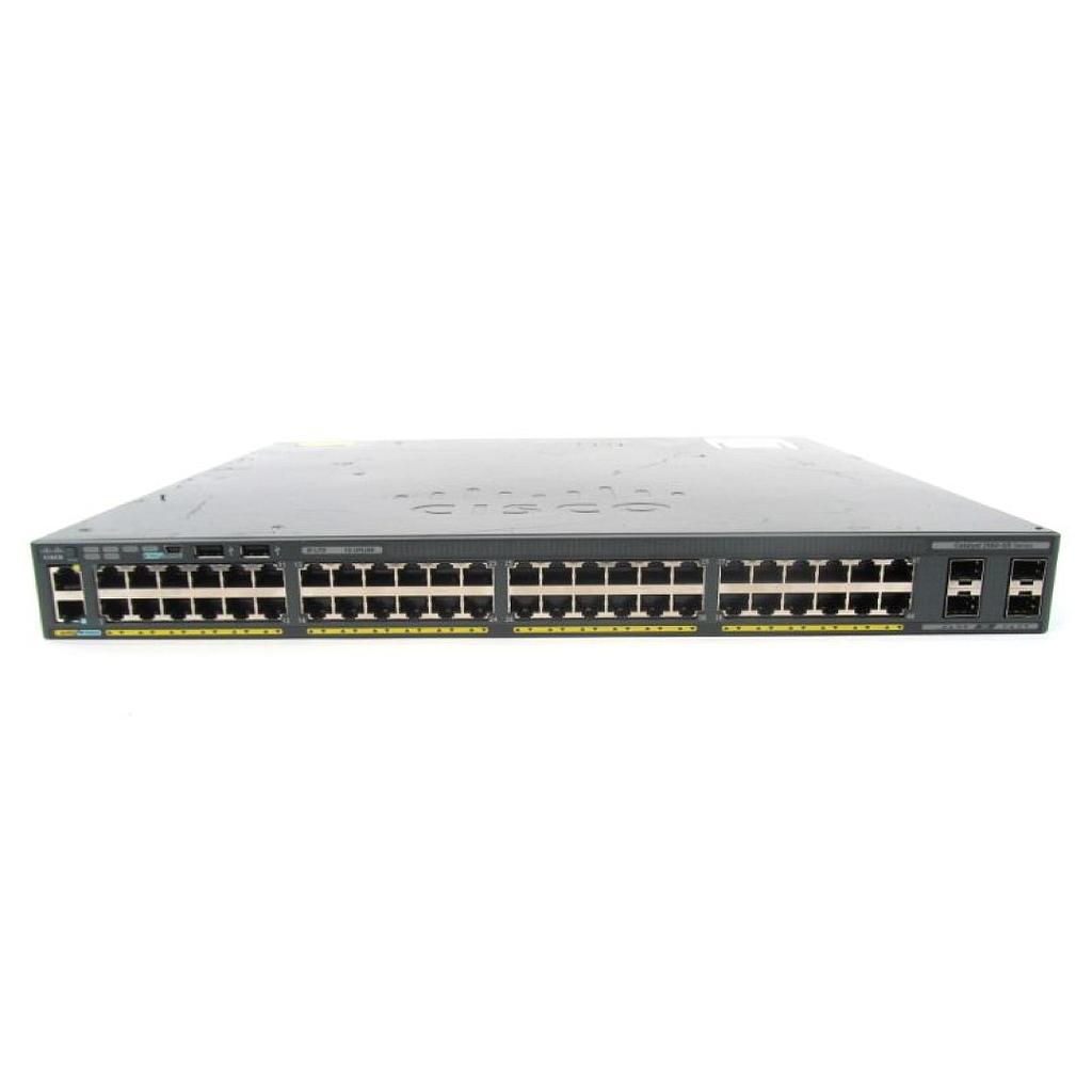 Cisco Catalyst 2960XR 48 10/100/1000 ports and 4 SFP module slots, with one 250W AC power supply, IP Lite