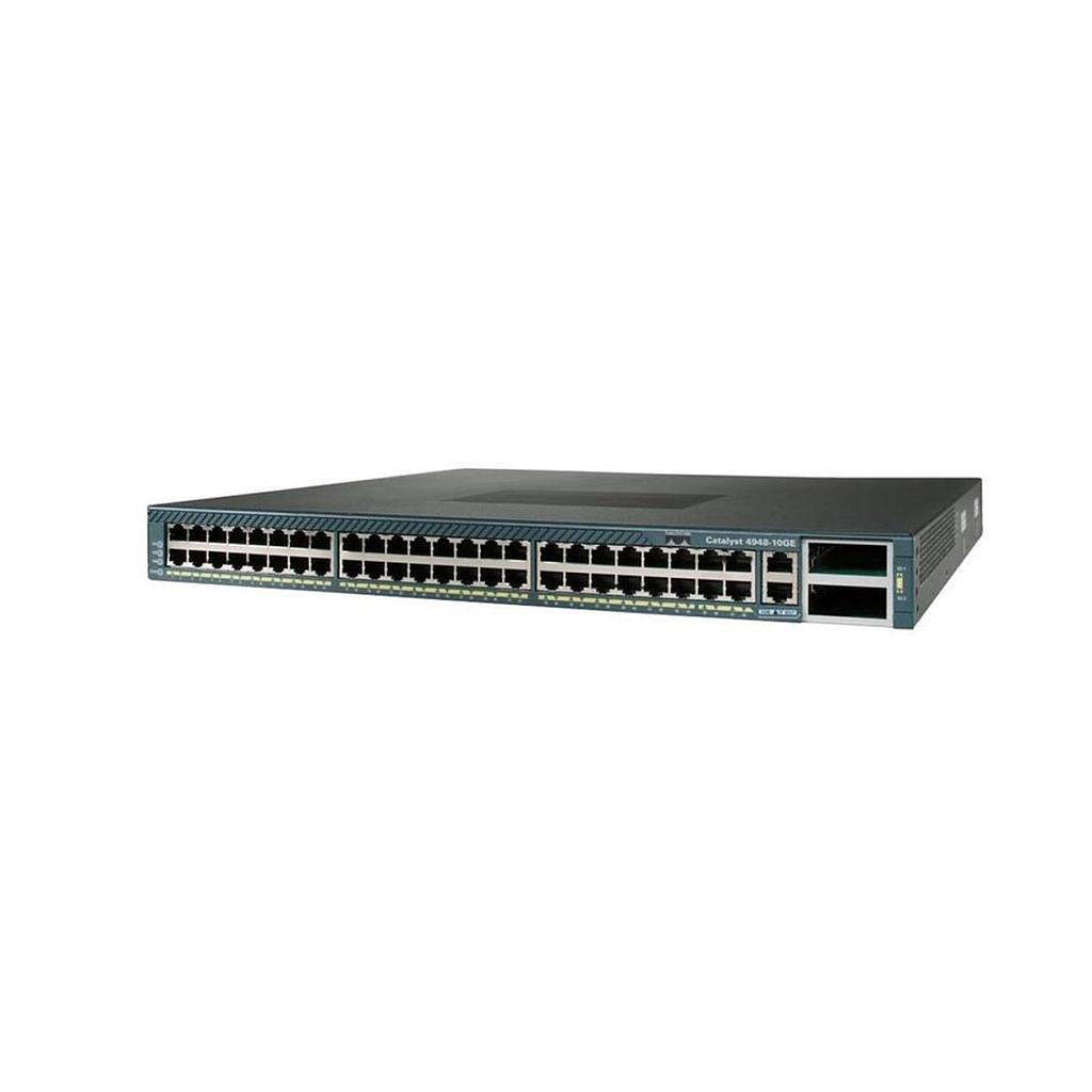 Cisco Catalyst 4948-10GE, Enterprise Services Image (OSPF, EIGRP, IS-IS, BGP, IPX, AppleTalk), one AC power supply, fan tray