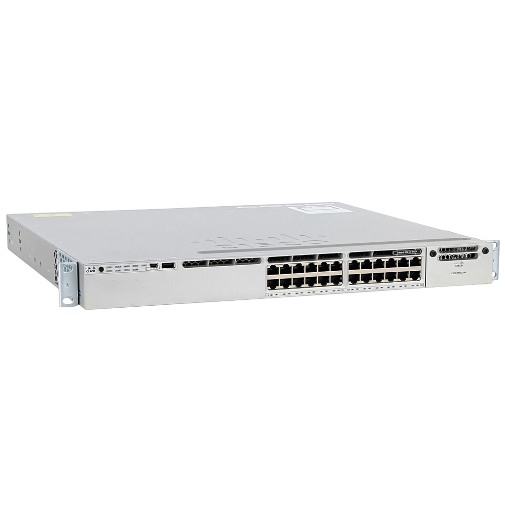 Cisco Catalyst 3850 Stackable 24 10/100/1000 Ethernet PoE+ ports, with one 715WAC power supply  1 RU, LAN Base feature set (StackPower cables need to be purchased separately)